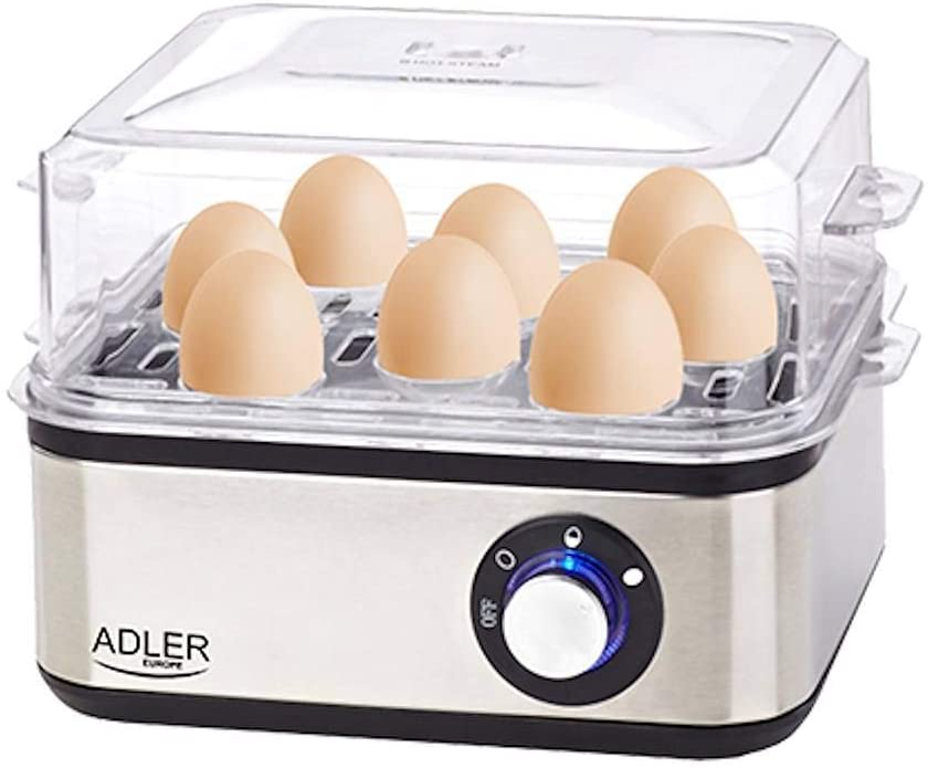 Adler Elektrischer Eierkocher 1-8 Eier Eier 500 Watt Edelstahlheizplatte Automatische Abschaltung Ko