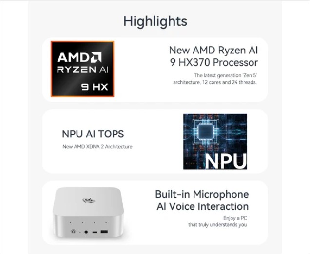 BL_SER9_PRO_HX370_32G_1TB_Frost_Silver  Beelink SER9 AI Mini PC , AMD  Etree Shop Deutschland online 2