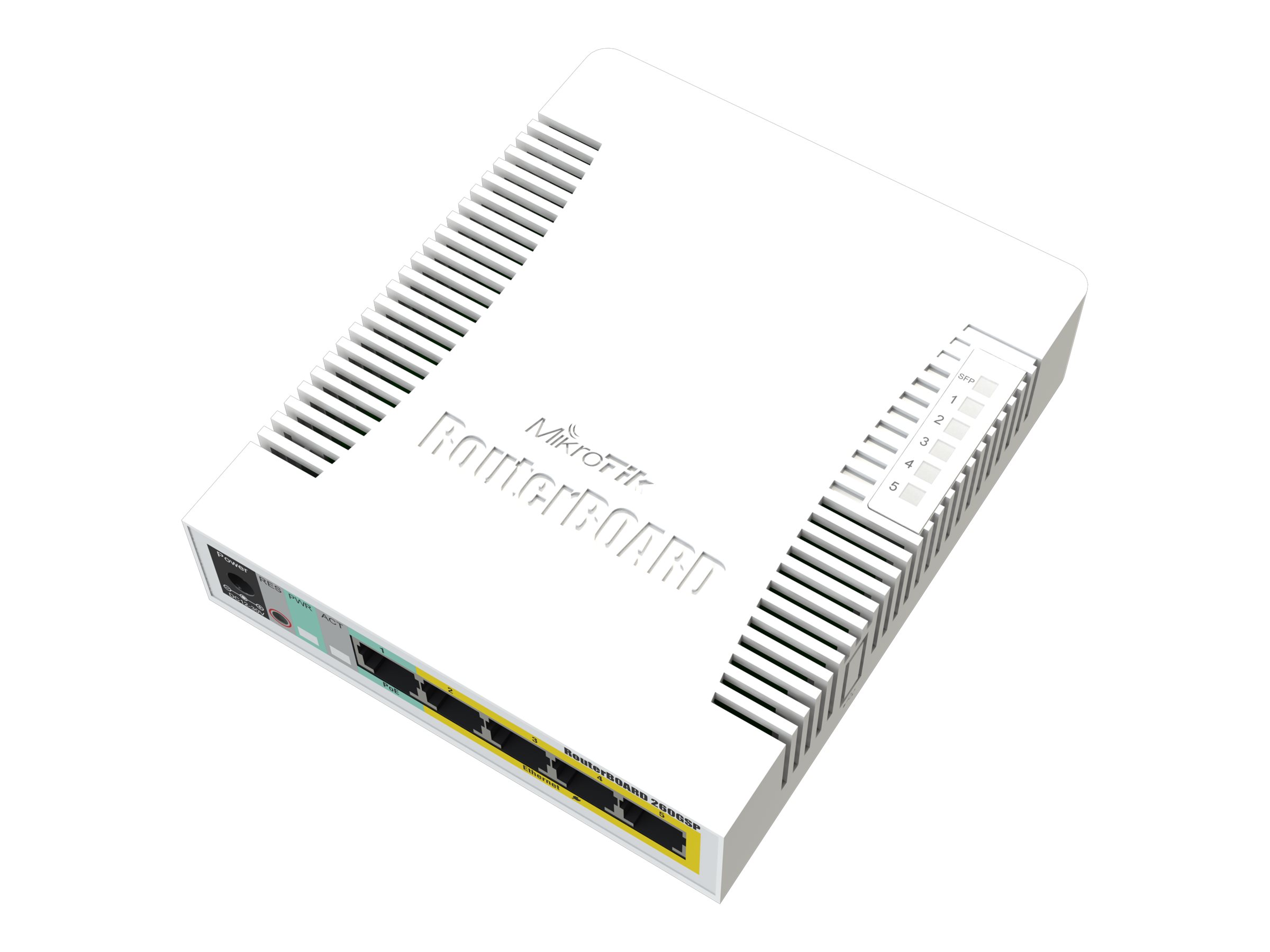 MikroTik RouterBOARD RB260GSP - Switch - managed - 5 x 10/100/1000 (4 PoE)