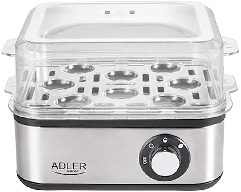 Adler Elektrischer Eierkocher 1-8 Eier Eier 500 Watt Edelstahlheizplatte Automatische Abschaltung Ko