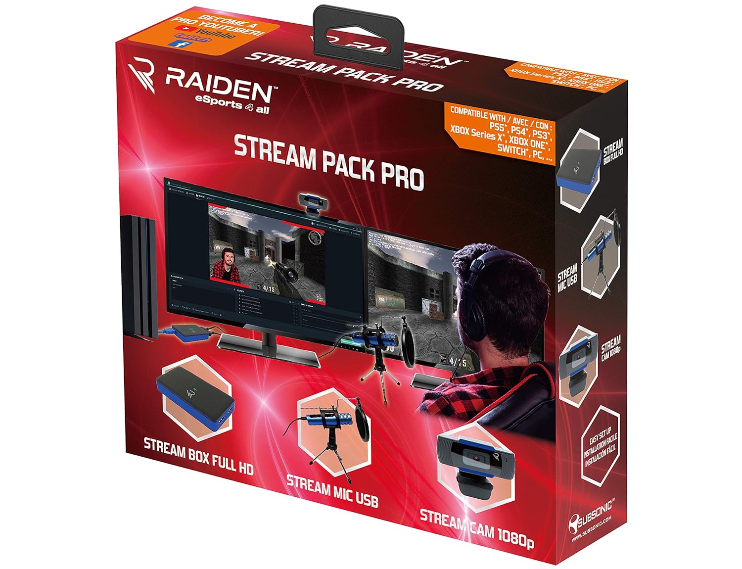 SuBsonic Streamer Bundle - Webcam Mikrofon Stream Box Full HD
