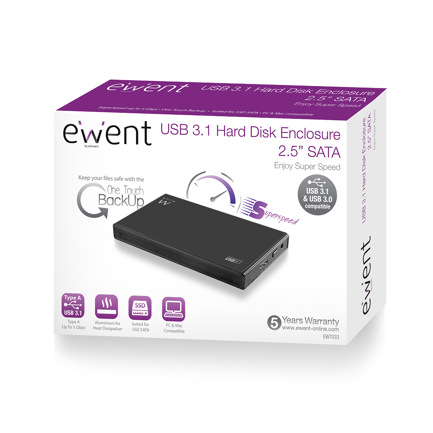 Ewent EW7033 - 2.5 Zoll - SATA - 5 Gbit/s - Schwarz