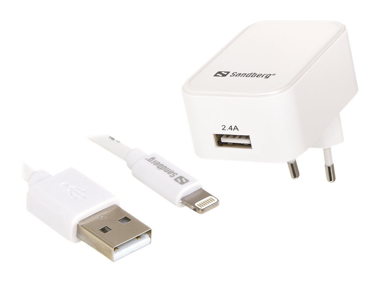 SANDBERG Netzteil - 2.4 A (USB) - auf Kabel: Lightning - für Apple iPad/iPhone/iPod (Lightning)